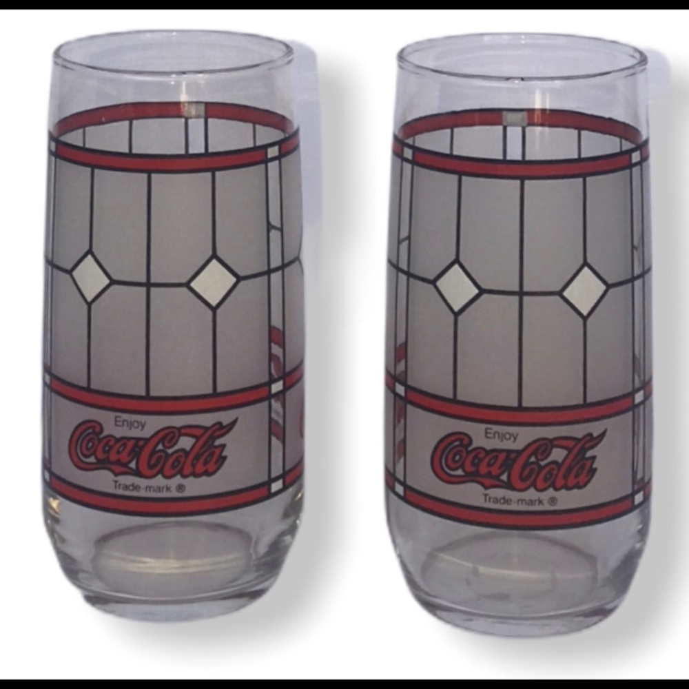 VTG Coca-Cola Tiffany Style Libby Glasses